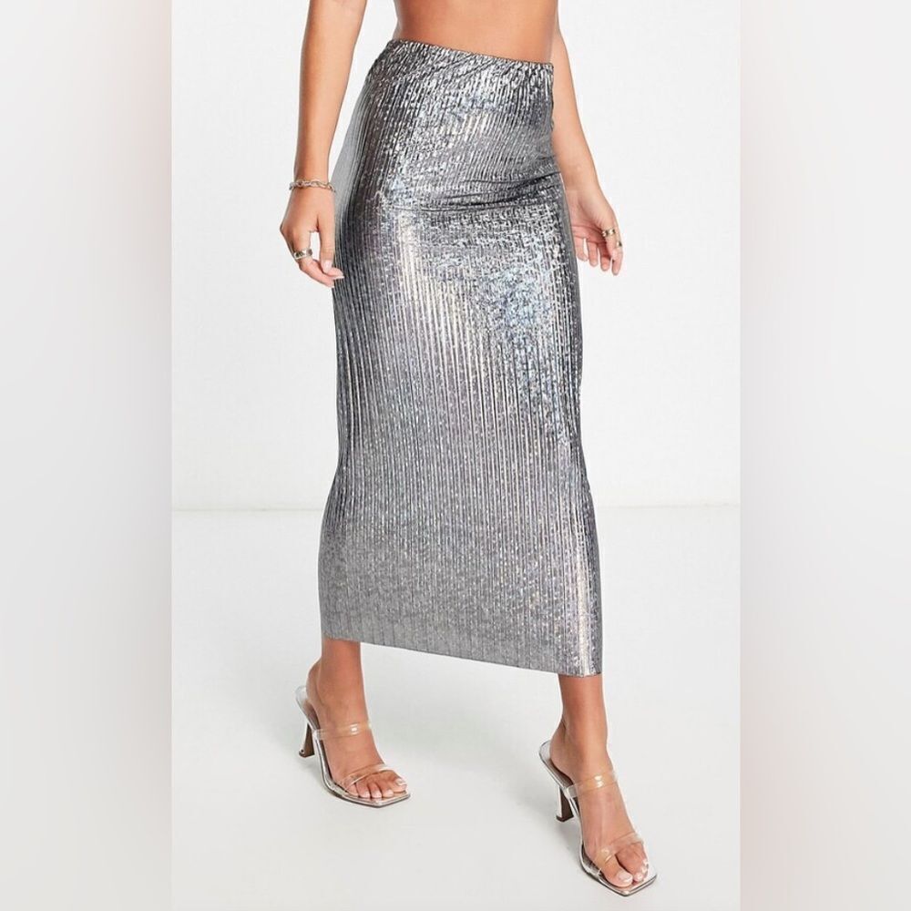 Topshop iridescent pleated  midi skirt US size 2